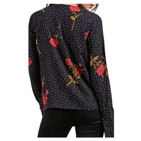 Volcom Check Out Time Floral Long Sleeve Fluted Top Blouse - Picture 4 of 16